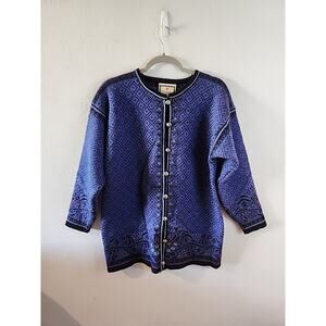 Dale Of Norway Womens Vintage 100% Wool Button Long Cardigan Size Small